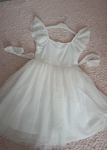 8/9 yaş Beyaz Puantiyeli Kısa Kollu Çocuk Elbisesi - Görsel 5