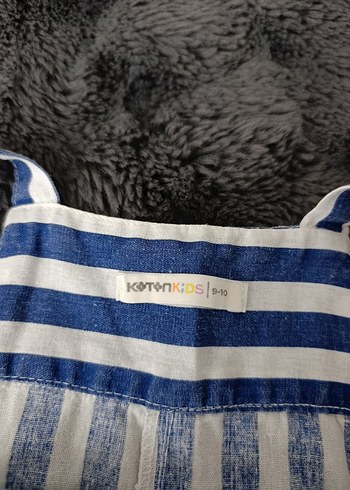 Çocuk Çizgili Kot Şort Salopet - Görsel 2