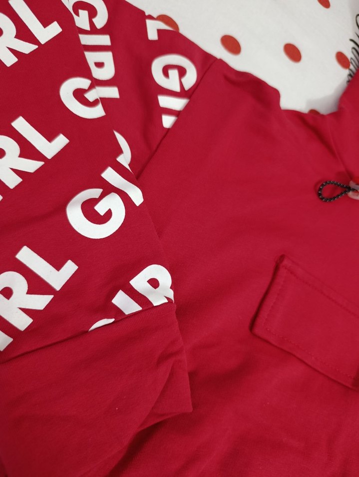 SATILDI Kız Çocuk Kapüşonlu Sweatshirt ve Etek Takımı - Görsel 2