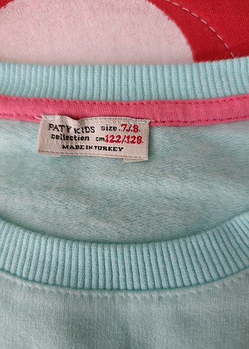 7 Yaş Beden Nakışlı Renkli Kız Sweatshirt