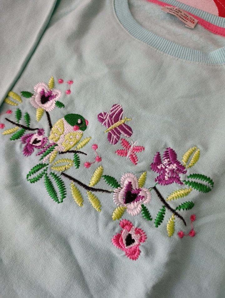 Nakışlı Renkli Kız Sweatshirt - Görsel 2