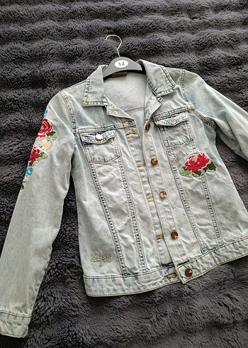 Nakışlı Kız çocuk Denim Ceket