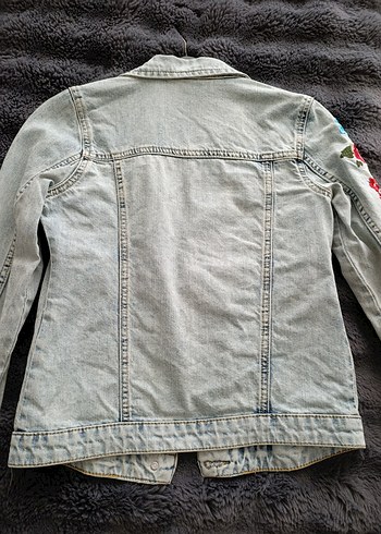 11-12 Yaş Beden Nakışlı Kız çocuk Denim Ceket