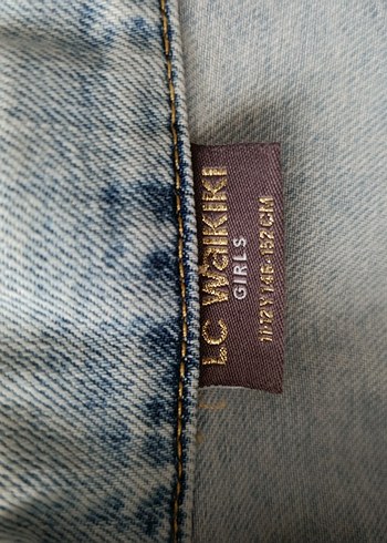 11-12 Yaş Beden gri Renk Nakışlı Kız çocuk Denim Ceket