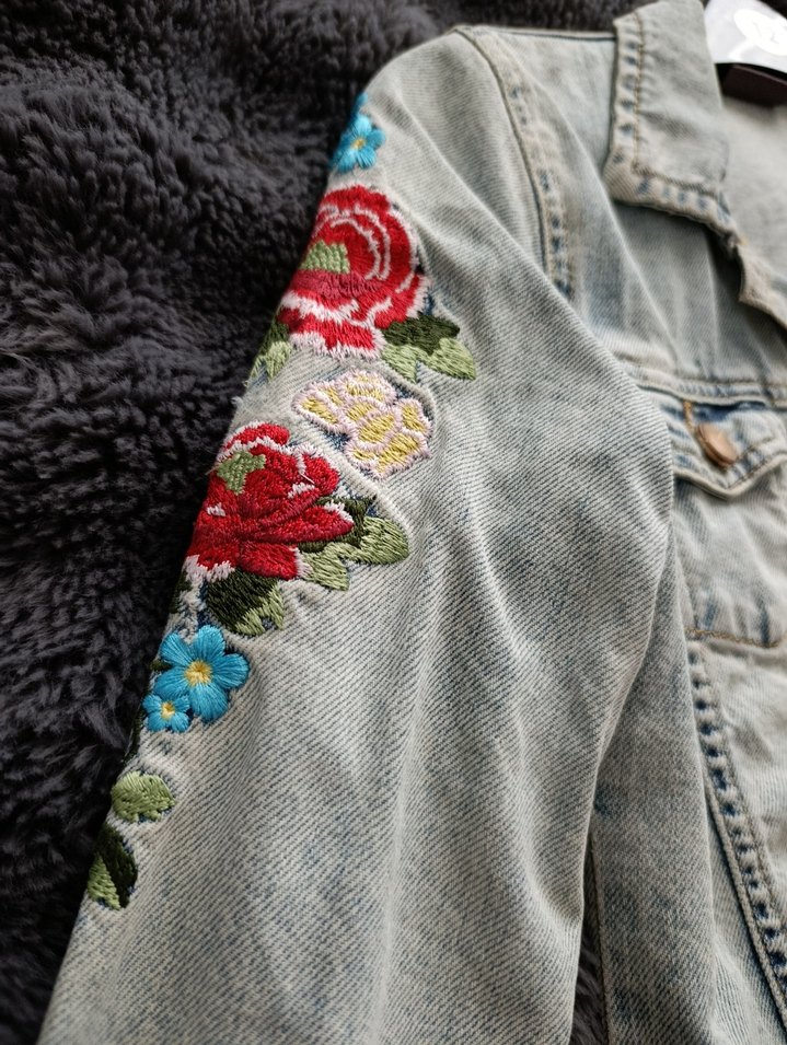 Nakışlı Kız çocuk Denim Ceket - Görsel 2