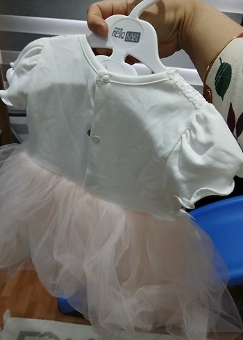 Kız Çocuk Beyaz Nakışlı Kısa Kollu Triko Elbise - Görsel 3