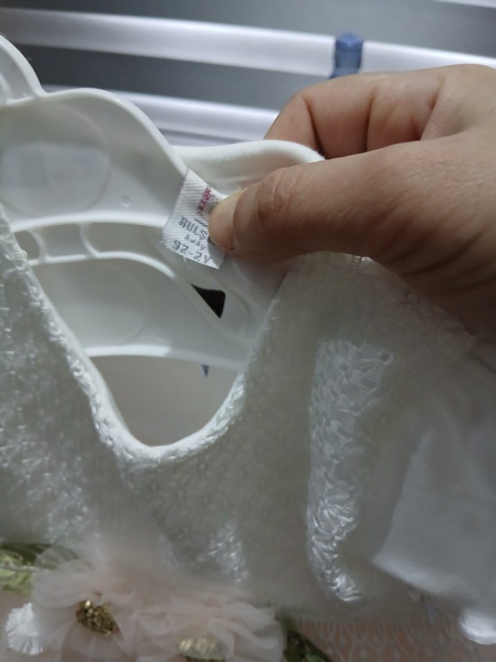 Kız Çocuk Beyaz Nakışlı Kısa Kollu Triko Elbise - Görsel 2