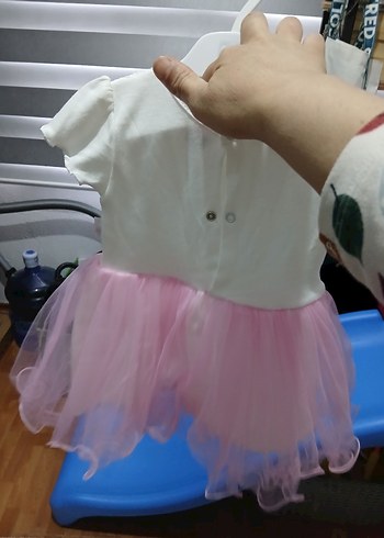 Kız Çocuk Beyaz Dantelli Kısa Kollu Elbise - Görsel 4