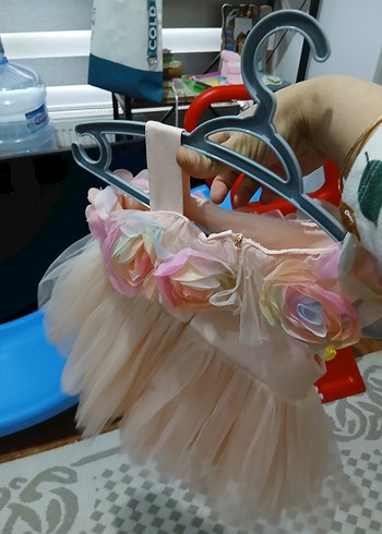 Çiçekli Pastel Pembe Kız Çocuk Elbisesi - Görsel 3