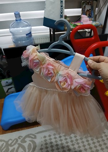 Çiçekli Pastel Pembe Kız Çocuk Elbisesi - Görsel 2