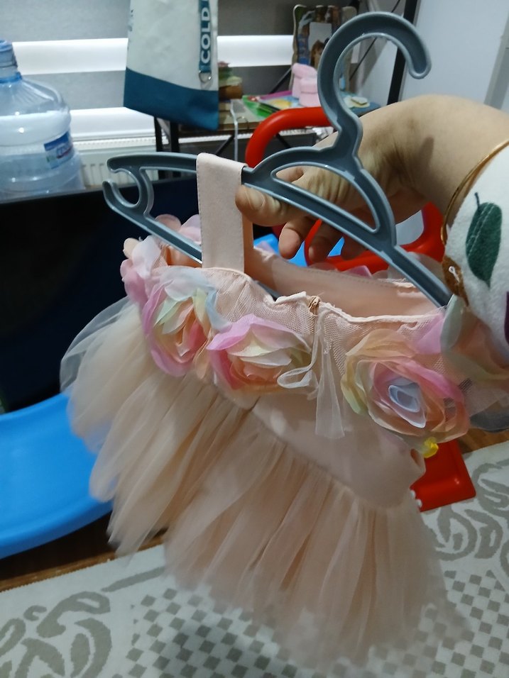 Çiçekli Pastel Pembe Kız Çocuk Elbisesi - Görsel 3