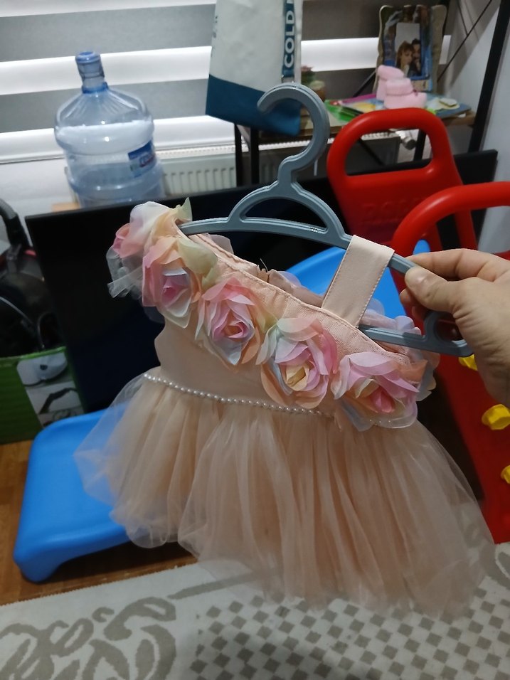 Çiçekli Pastel Pembe Kız Çocuk Elbisesi - Görsel 2