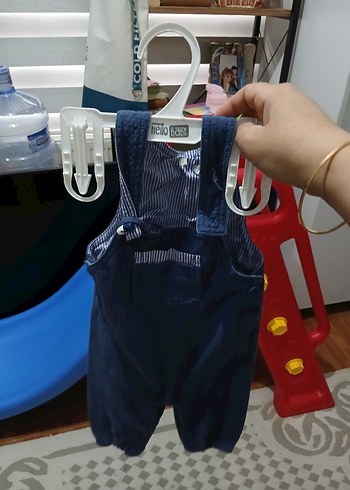 Mavi Erkek Bebek Askılı Tulum Velcro - Görsel 2