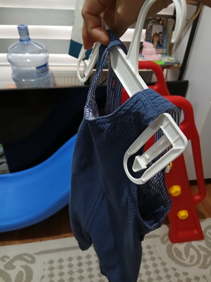 Mavi Erkek Bebek Askılı Tulum Velcro - Görsel 3