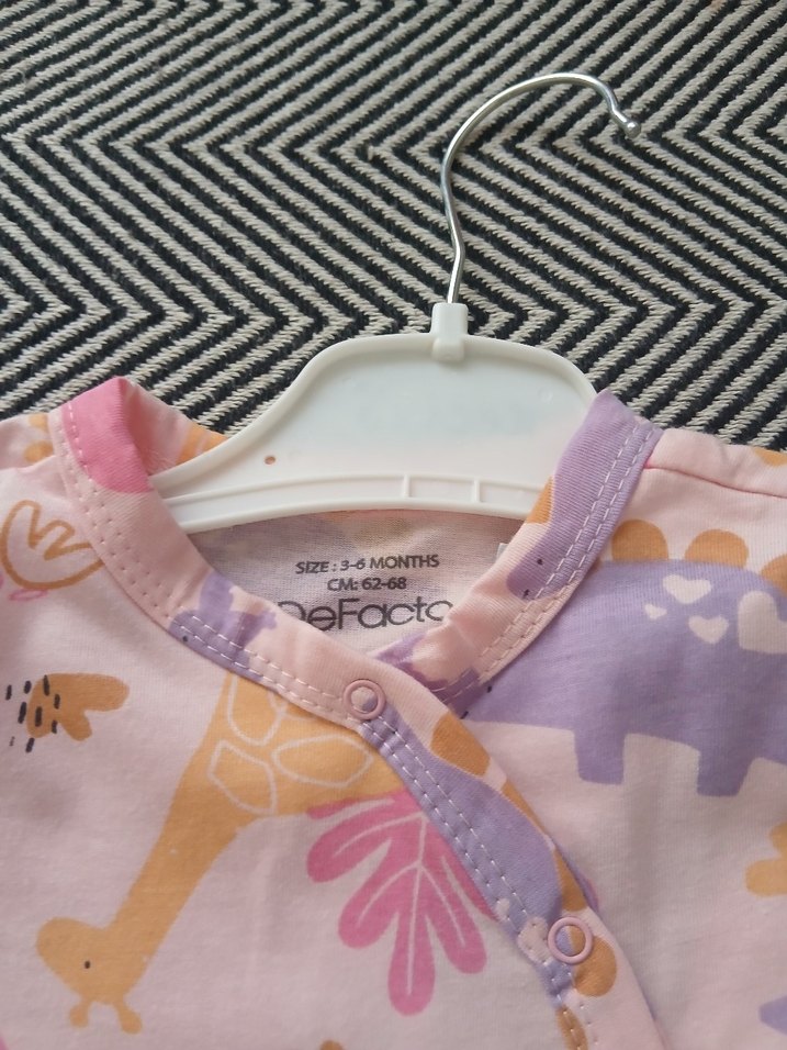 Pembe Desenli Bebek Kız Tulum - Görsel 2