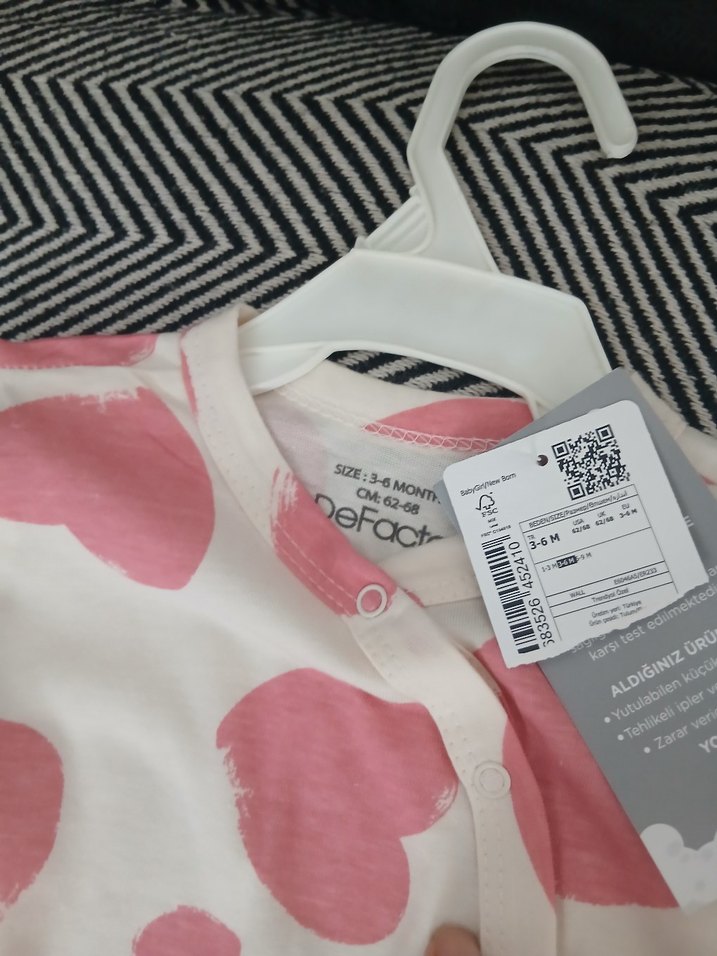 Pembe Kalp Desenli Bebek Kız Tulumu - Görsel 3