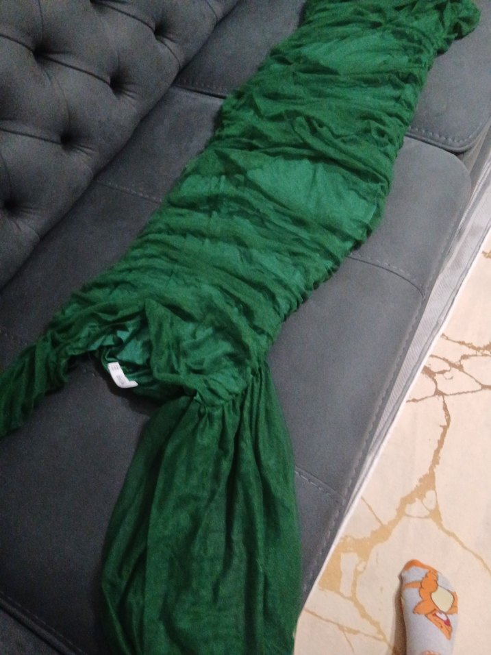 Drapeli Koyu Yeşil Uzun Abiye Elbise - Görsel 5