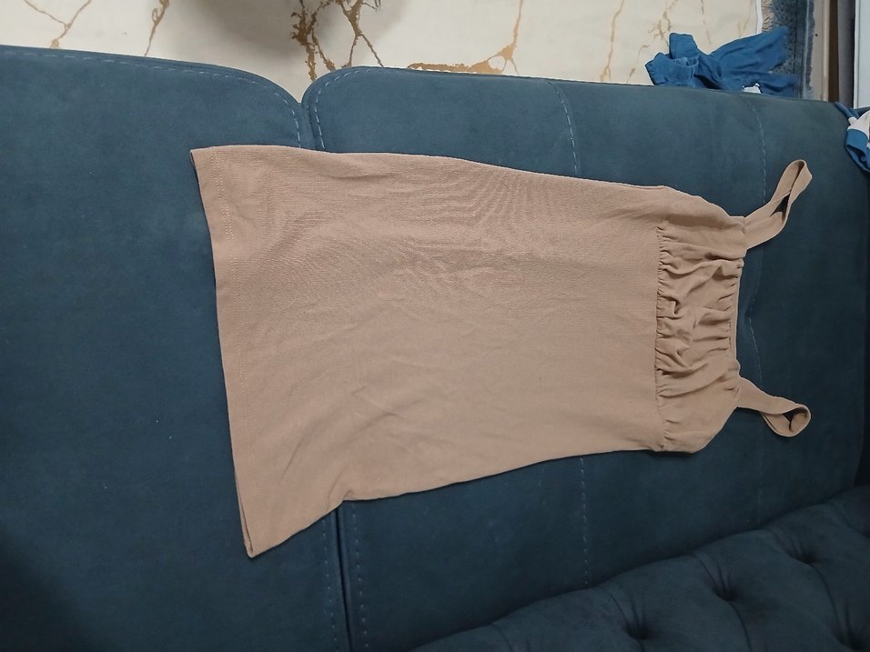 Bej kısa Midi elbise - Görsel 4