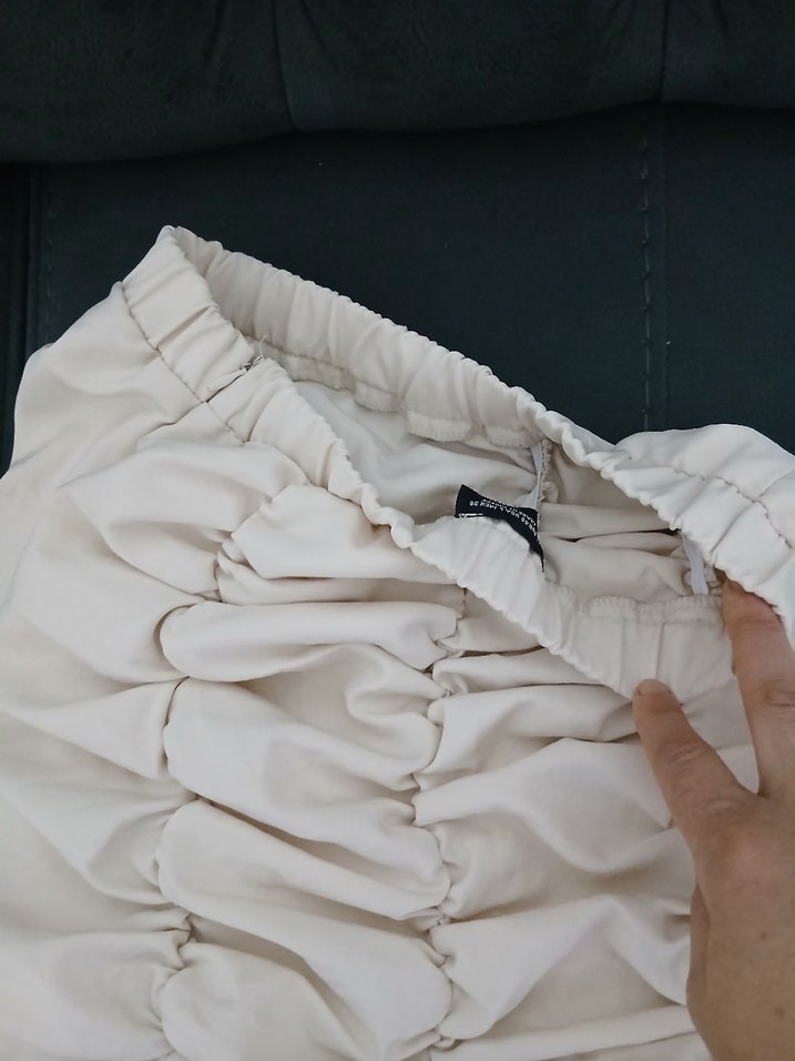 Beyaz Kısa Fırfırlı Keten Mini Etek - Görsel 4