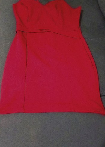 Kırmızı V Yaka Midi Kadın Elbise - Görsel 2