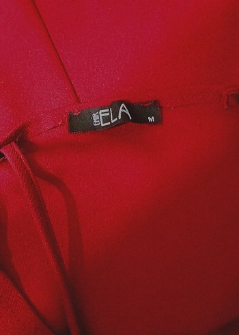 Kırmızı V Yaka Midi Kadın Elbise - Görsel 4