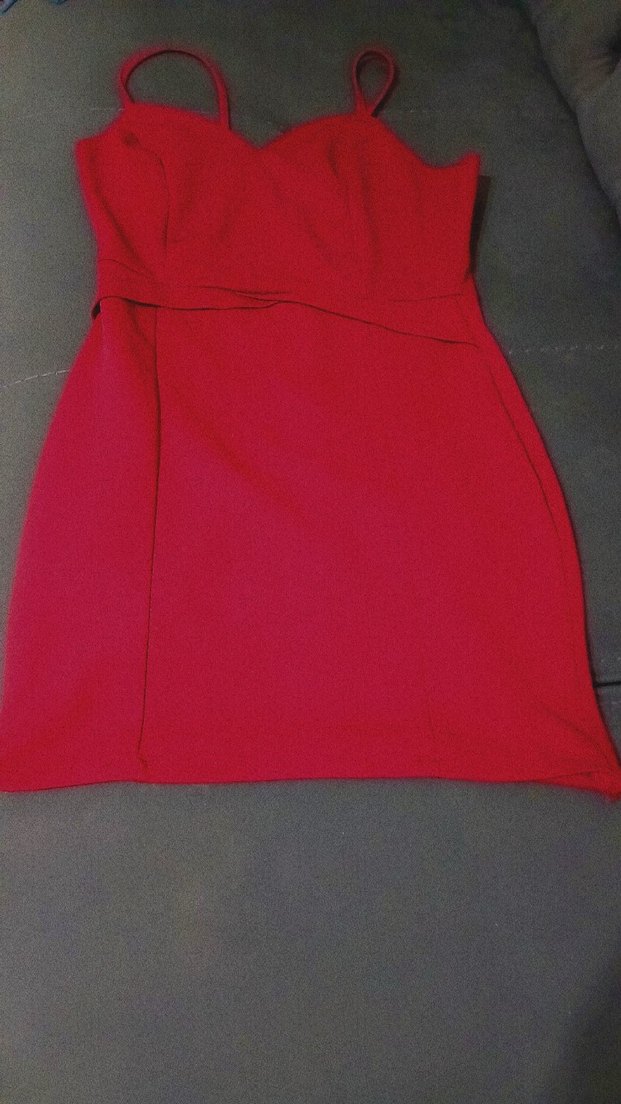 Kırmızı V Yaka Midi Kadın Elbise - Görsel 2