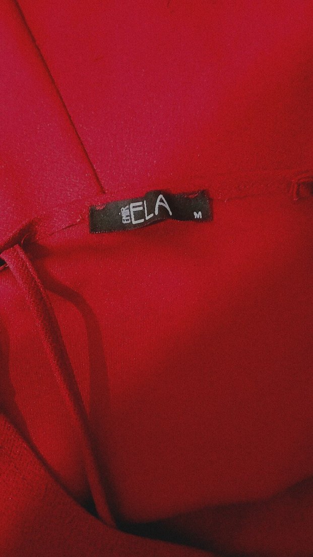 Kırmızı V Yaka Midi Kadın Elbise - Görsel 4