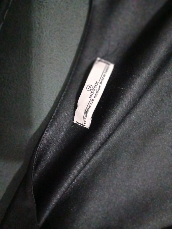 Siyah Drapeli V Yaka Uzun Kollu Midi Elbise - Görsel 3