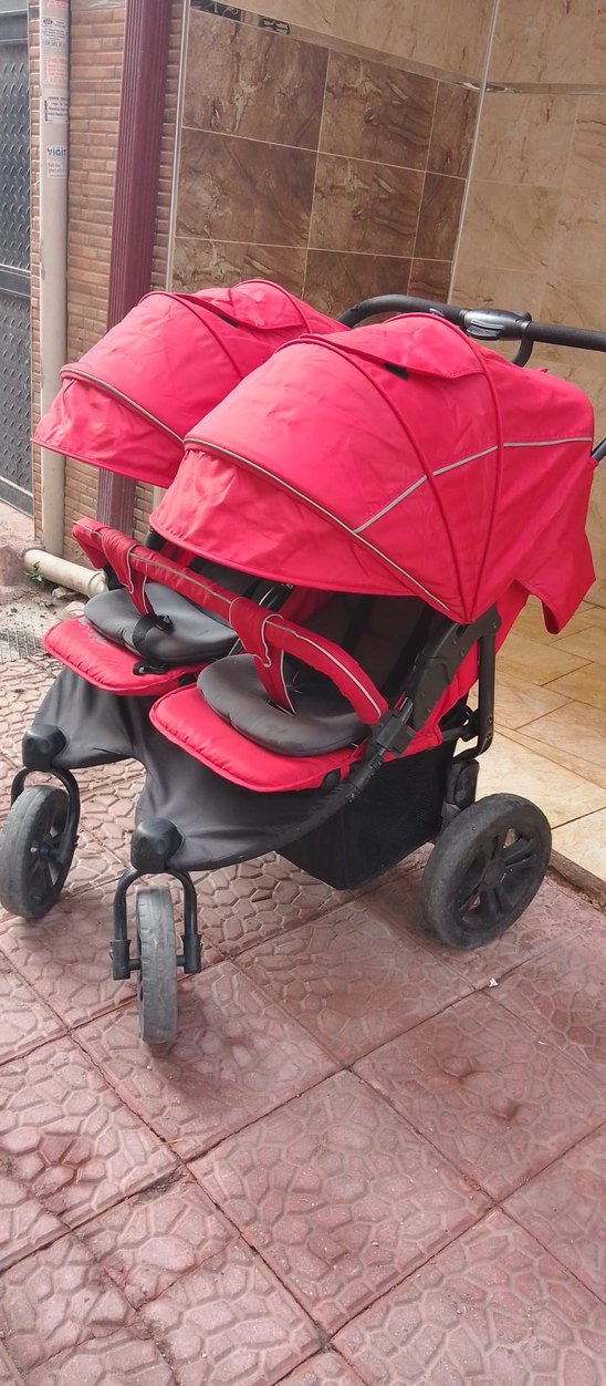 Kırmızı Gri Çiftli Bebek Arabası - Görsel 2