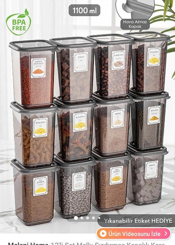 Melemi Home 12'li 1100 ml Saklama Kabı Seti