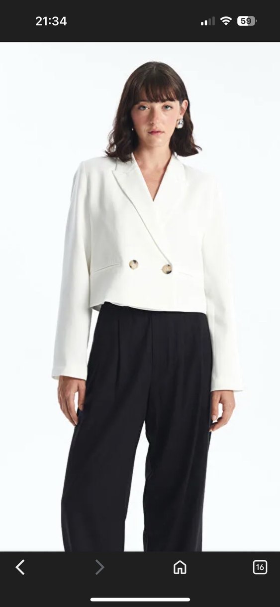 LCW Vision Beyaz Keten Karışımlı Kadın Blazer - Görsel 2