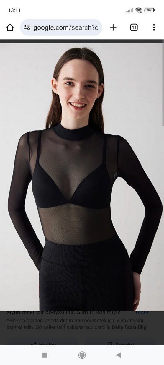 Siyah transparan body Bluz - Görsel 2