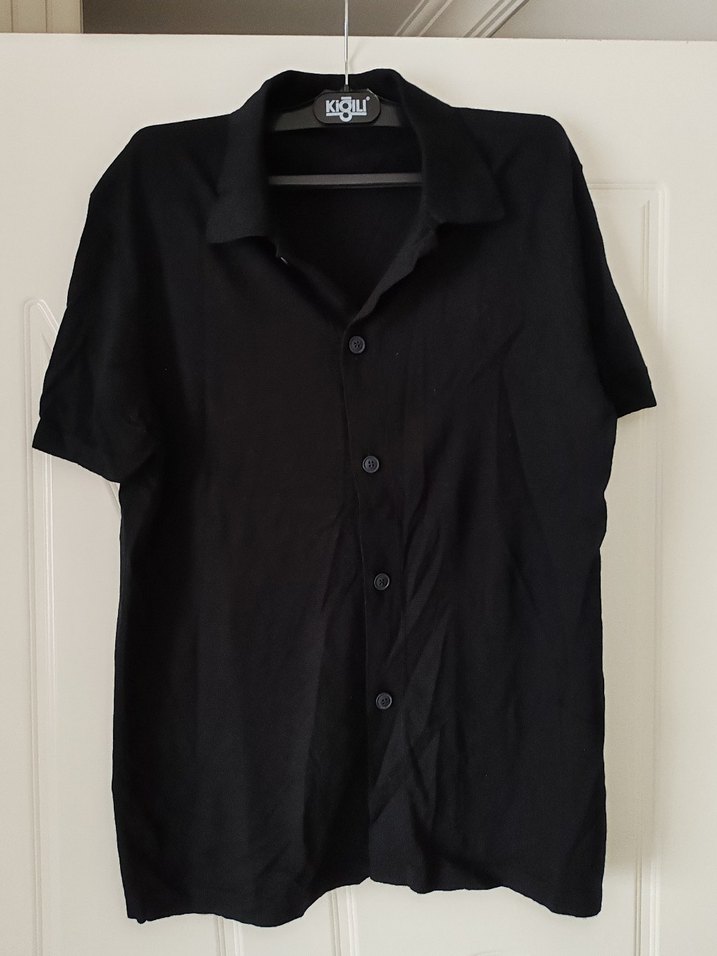 Kısa Kollu Siyah Triko Erkek Kazak - Görsel 2