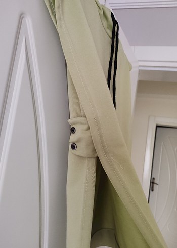 Kadın su yeşili Kolsuz Midi kapüşonlu Sweatshirt - Görsel 4