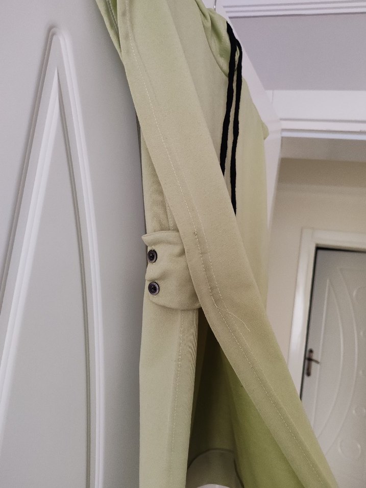 Kadın su yeşili Kolsuz Midi kapüşonlu Sweatshirt - Görsel 4