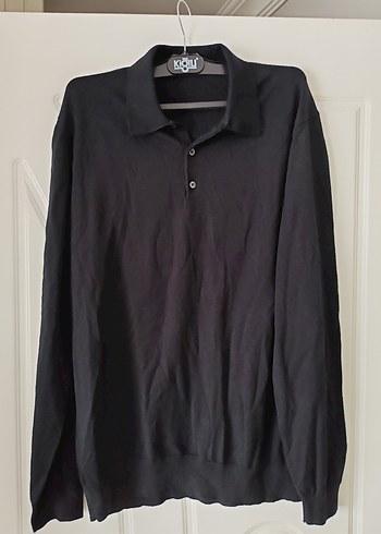 Siyah Erkek Triko Polo Yaka Kazak - Görsel 2