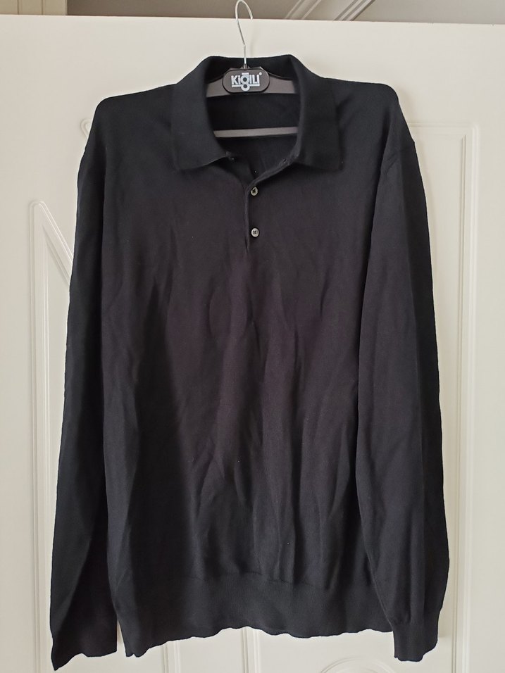 Siyah Erkek Triko Polo Yaka Kazak - Görsel 2