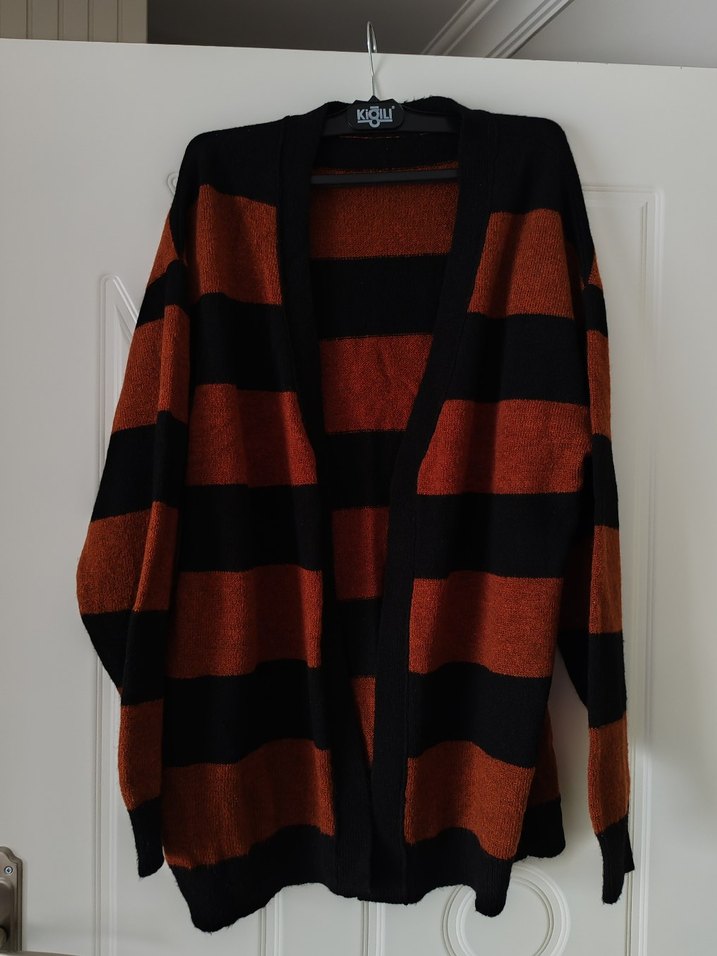 Kadın Bohem Çizgili Uzun Hırka - Görsel 2