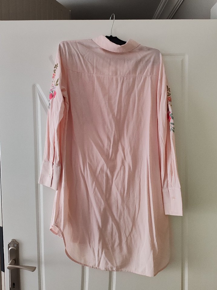 Nakışlı Pembe Uzun Kol Bohem Gömlek - Görsel 3