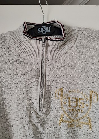 Erkek Gri Yarım Fermuarlı Örgü Kazak - Görsel 4