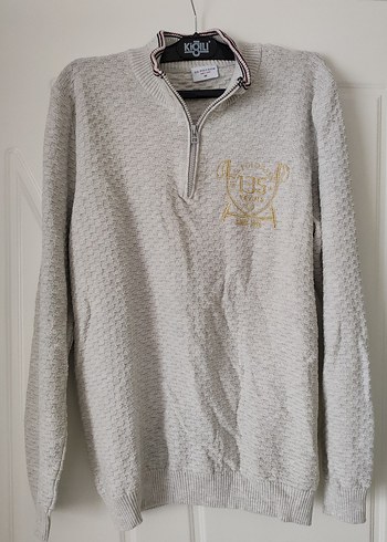 Erkek Gri Yarım Fermuarlı Örgü Kazak - Görsel 2