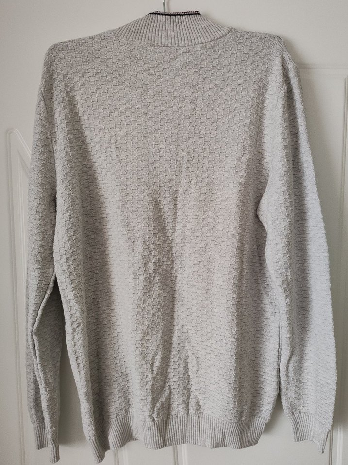 Erkek Gri Yarım Fermuarlı Örgü Kazak - Görsel 5