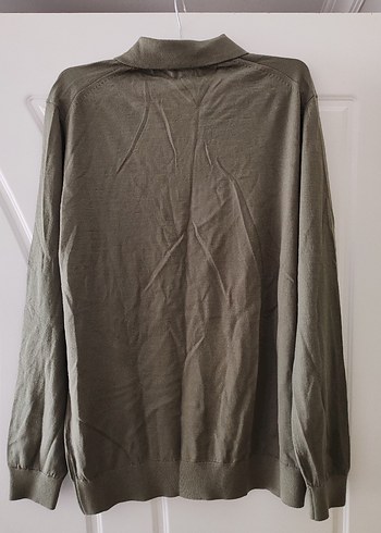 Haki Yeşil Regular Fit Uzun Kollu Polo Kazak - Görsel 3