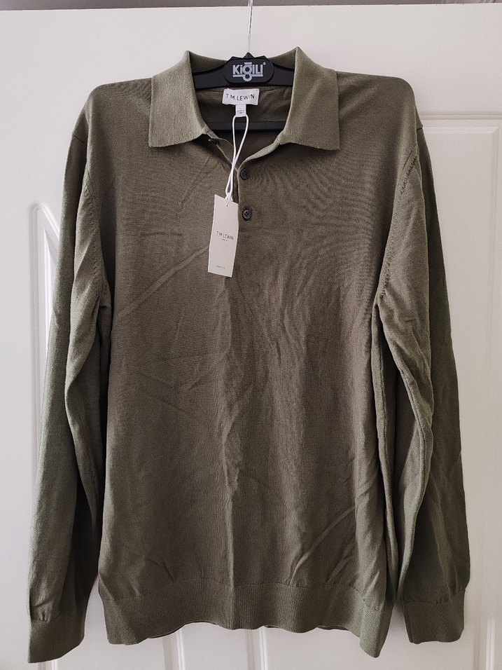 Haki Yeşil Regular Fit Uzun Kollu Polo Kazak - Görsel 2