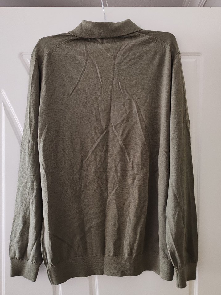 Haki Yeşil Regular Fit Uzun Kollu Polo Kazak - Görsel 3