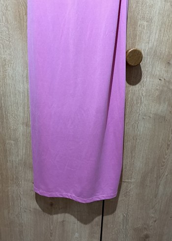 Pembe İpek Görünümlü Uzun Askılı Elbise - Görsel 5