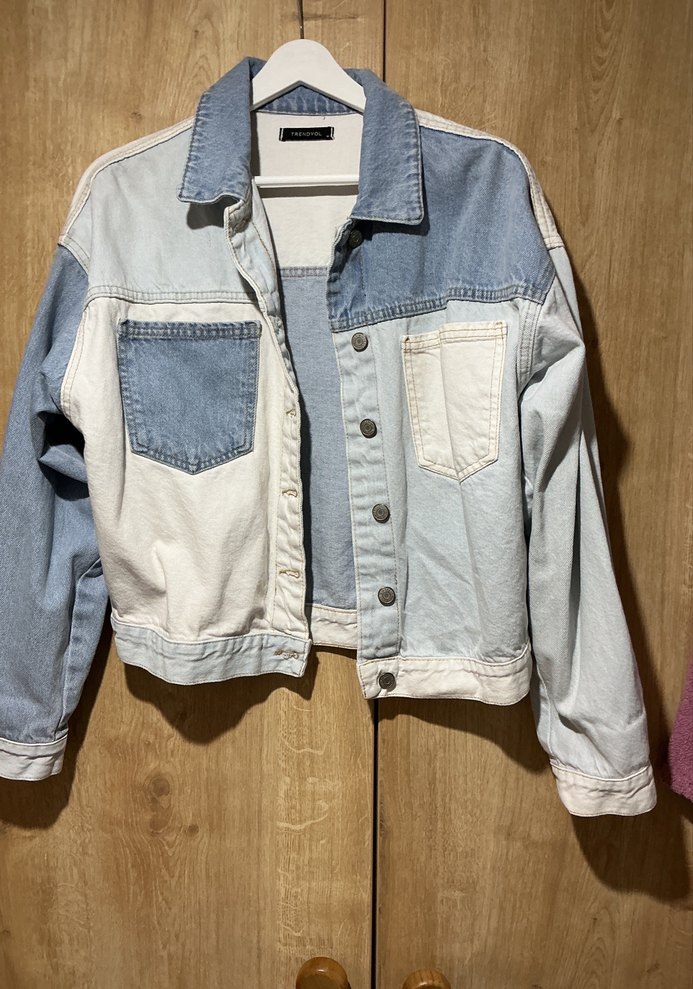 Renk Bloklu Kadın Denim Ceket - Görsel 3