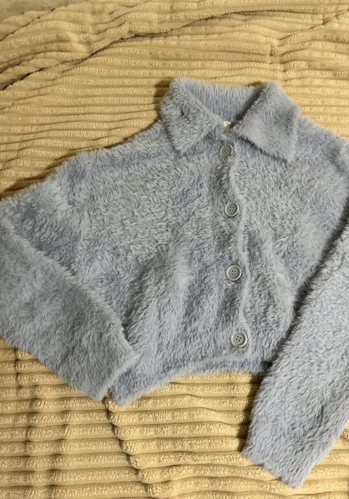 Gri Örme Midi Kollu Kadın Hırka - Görsel 2