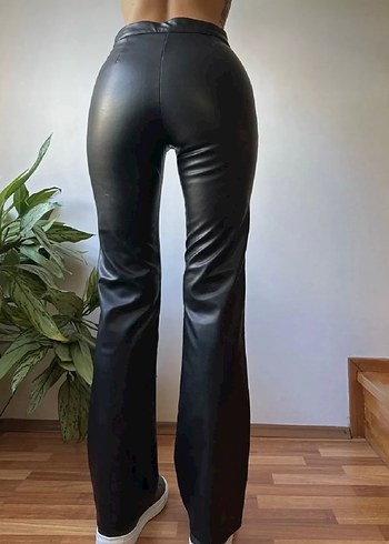 Deri Siyah Kadın Pantolon - Görsel 2