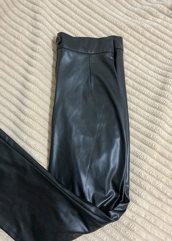 Deri Siyah Kadın Pantolon - Görsel 4